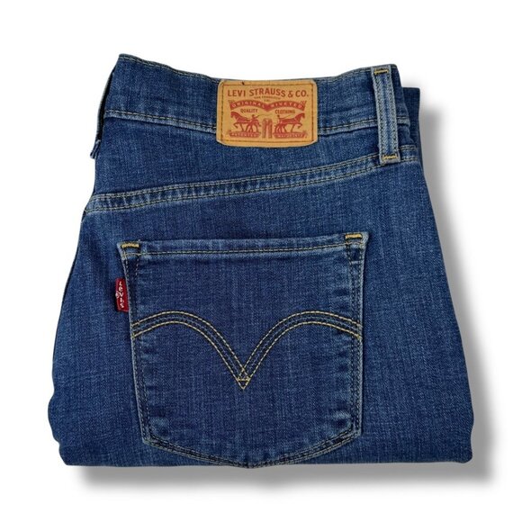 Levis Classic Straight Jeans Womens Sz 26x30 Relaxed Mid-Rise Dark Wash Stretch - Picture 2 of 11